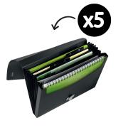 Leitz Recycle Expanding File 5 Pocket PP A4 Black Pack 5