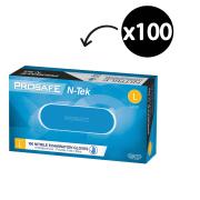 Prosafe N-tek Nitrile Examination Gloves Powder Free Blue Large Box 100