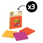 Post-it Super Sticky Notes 76 x 76mm Neon Pack 3