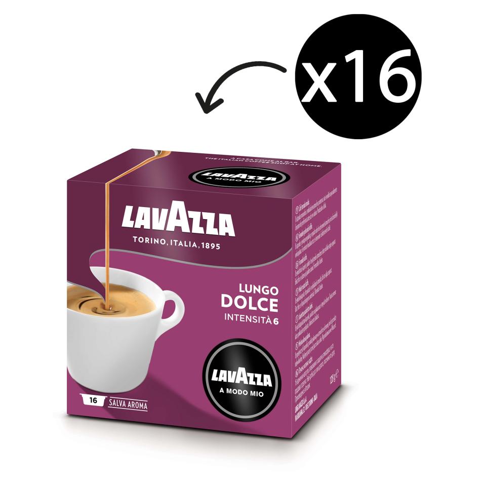 Lavazza A Modo Mio Coffee Capsules Lungo Dolce 8g Box 16