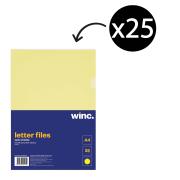 Winc Letter File A4 Open 2 Sides Yellow Pack 25