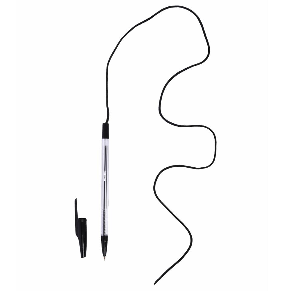 Winc Corded Ballpoint Pen Medium 1.0mm Black Pack Of 12 Image