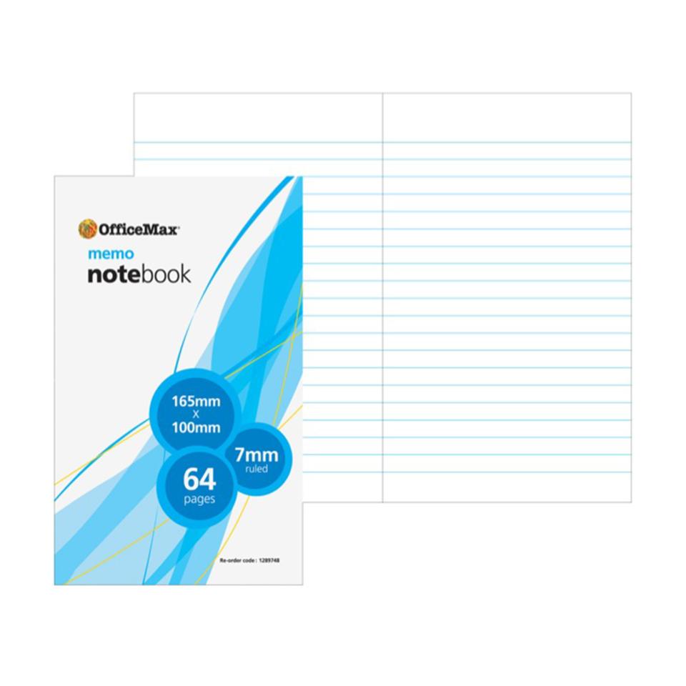 Officemax Memo Notebook 165x100mm 7mm Ruled 64 Pages