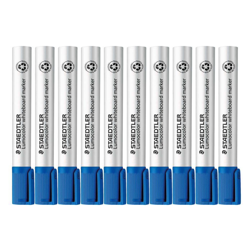 Staedtler Lumocolor Whiteboard Marker Bullet Point Blue Box 10 Image