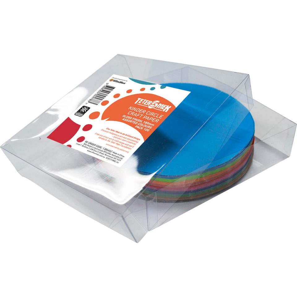 Teter Mek 180mm Assorted Colours Gloss Circle Kinder Craft Paper Pack 100 Image