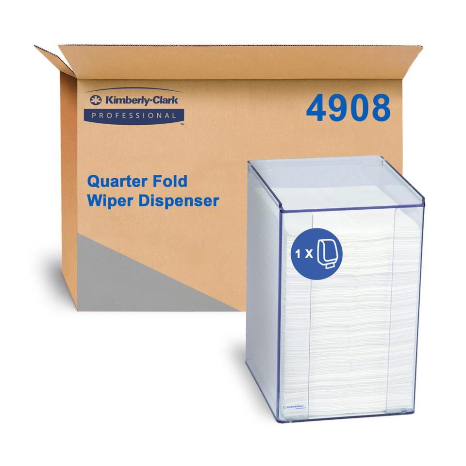 Kimberly Clark Professional Quarter Fold Wiper Dispenser 4908 1 Clear Acrylic Dispenser Image