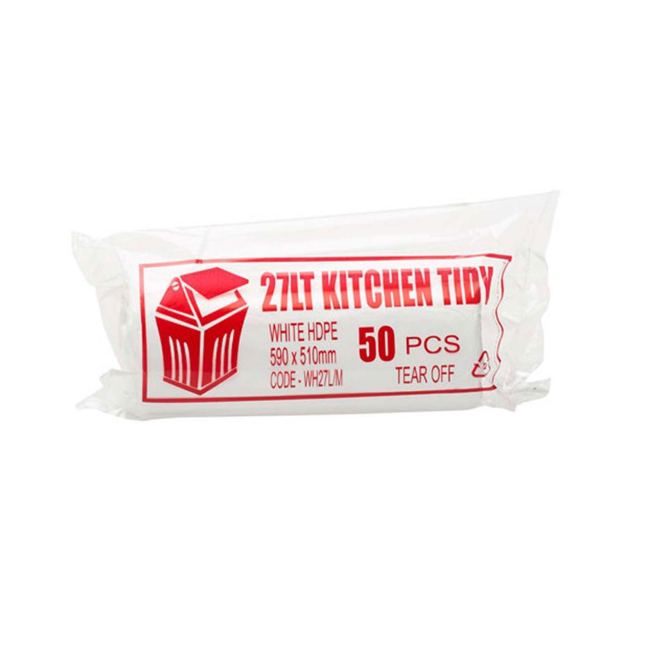 Austar Bin Liners Kitchen Tidy 27 Litre White Packet 50 Carton 1000