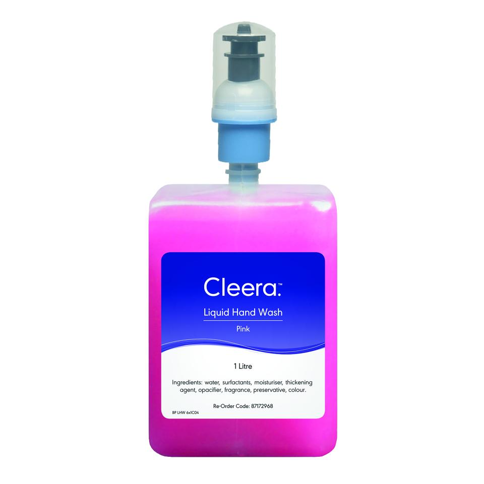 Cleera Hand Wash Liquid Pink 1 Litre Cartridge Carton 6