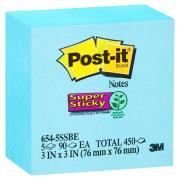 Post-It Super Sticky Cube Solid 76X76mm Electric Blue
