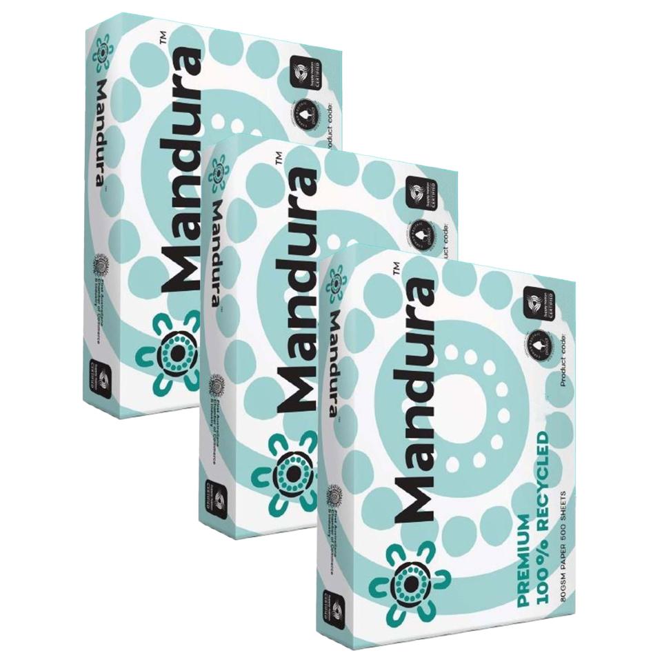 Mandura 100% Recycled Carbon Neutral Copy Paper A3 80gsm White Carton 3 ...