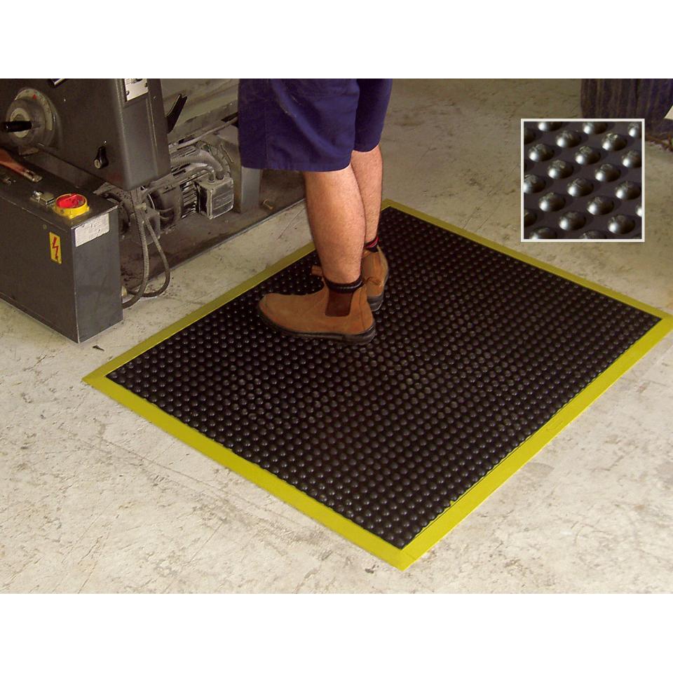 Mattek Ergo Tred Anti Fatigue Matting 600X900mm Black With Yellow