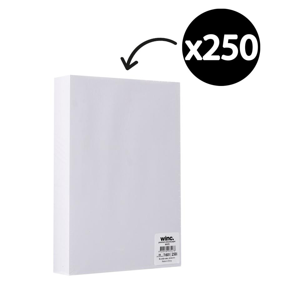 Winc Premium Coloured Cover Paper A4 160gsm White Pack 250