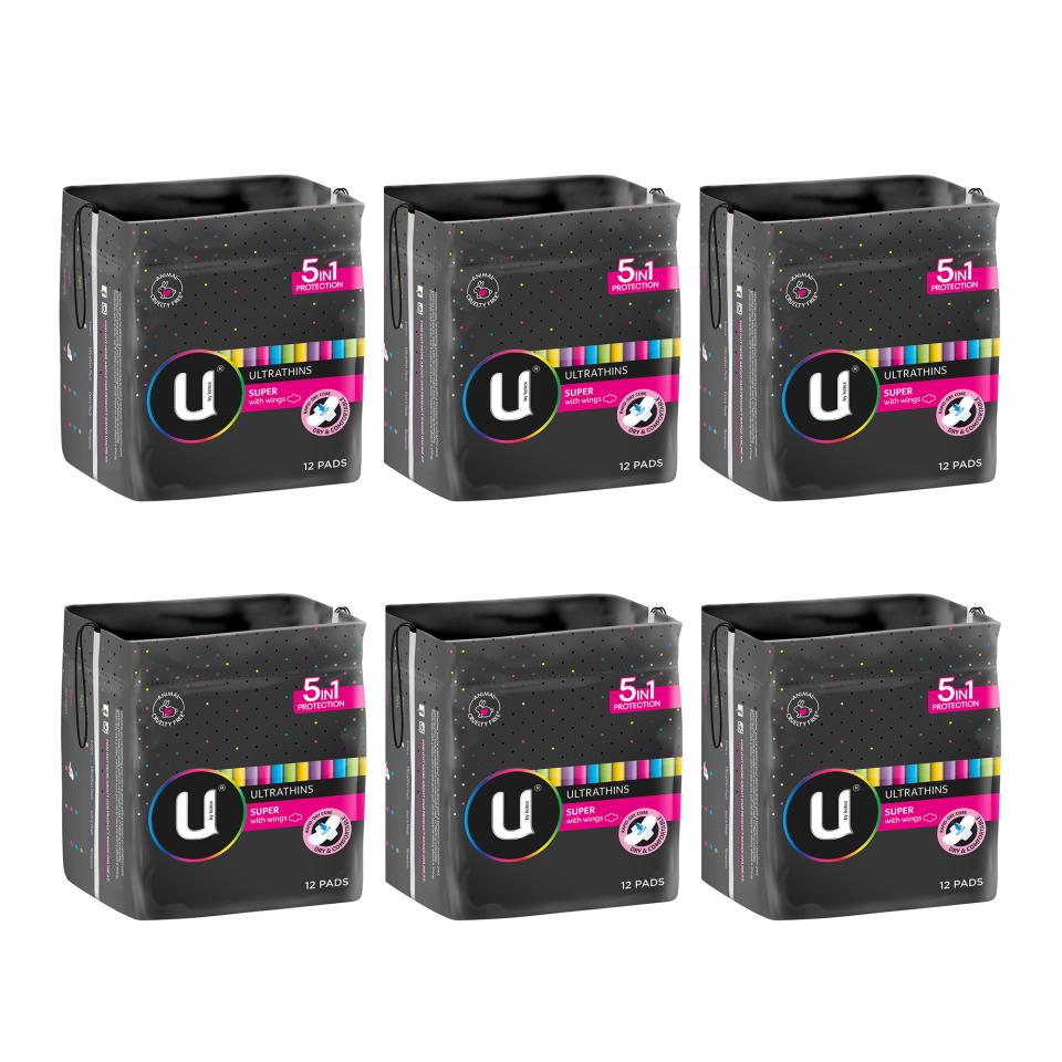 U By Kotex Ultrathin Pads Super with Wings Pack 12 Carton 6