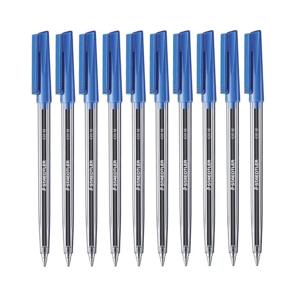 Officemax Ballpoint Pens Non Slip Grip 1.0mm Medium Blue Box 10