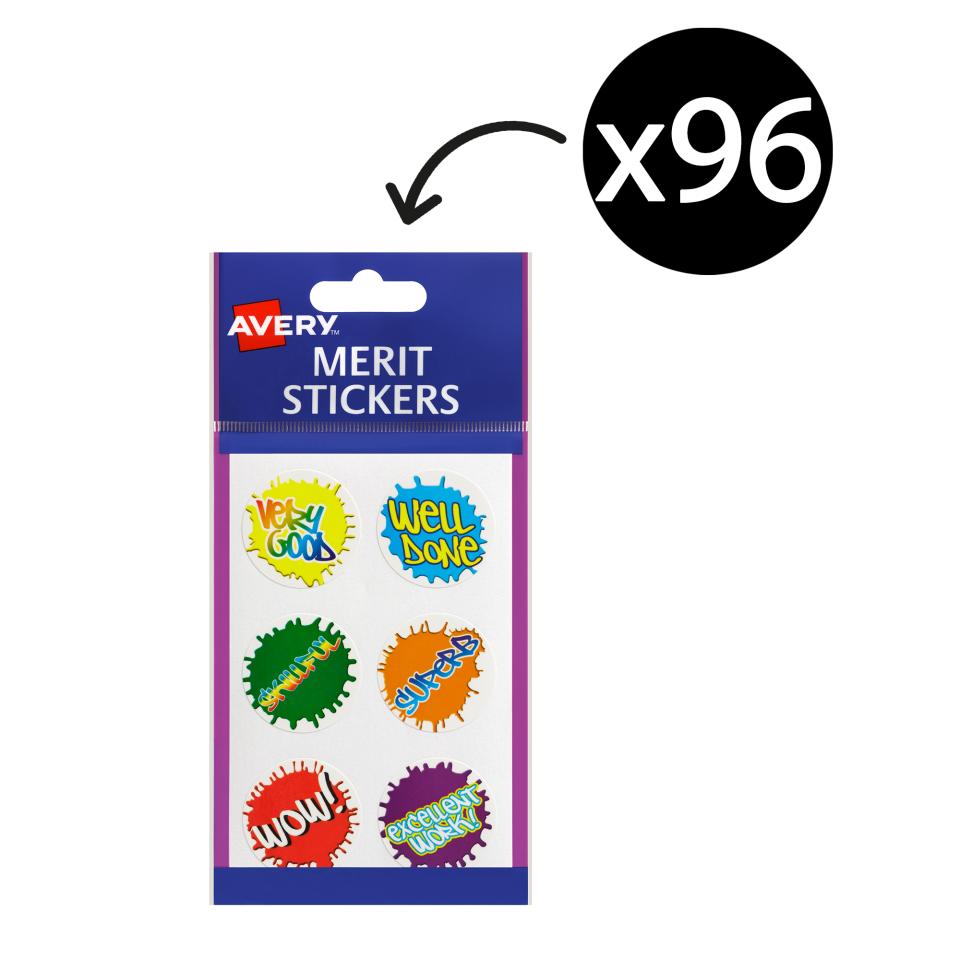 Avery Merit and Reward Stickers Paint Splats 30 mm Diameter Pack 96