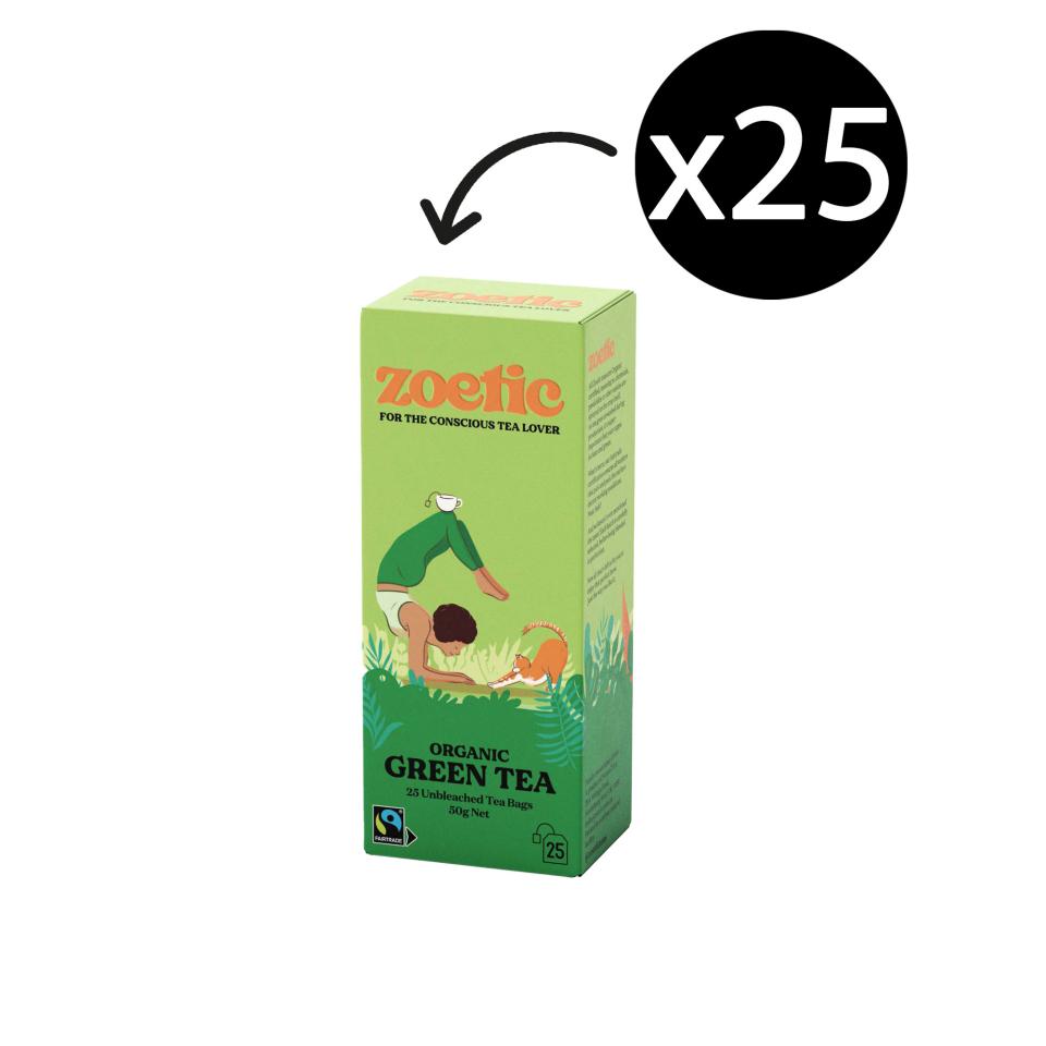 Zoetic Organic & Fairtrade Green Tea Tea Bags Pack 25