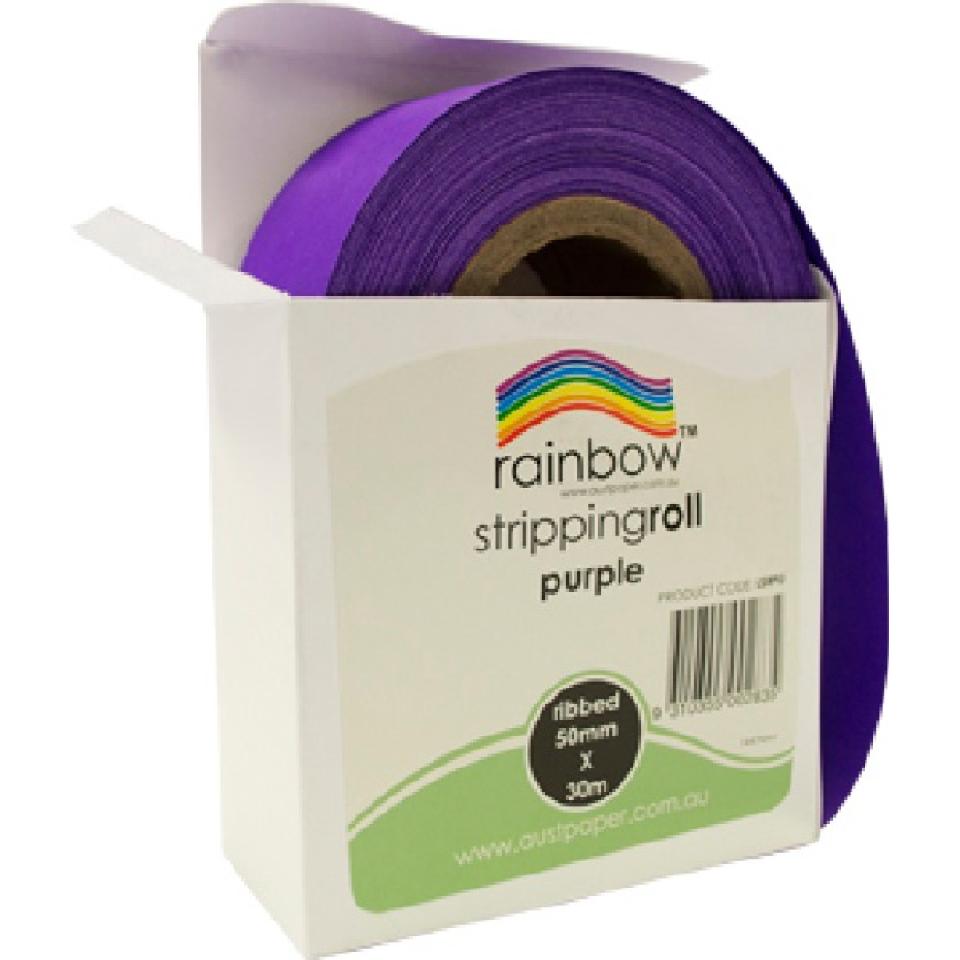 Rainbow Stripping Paper Roll Embossed 50mmx30m Purple