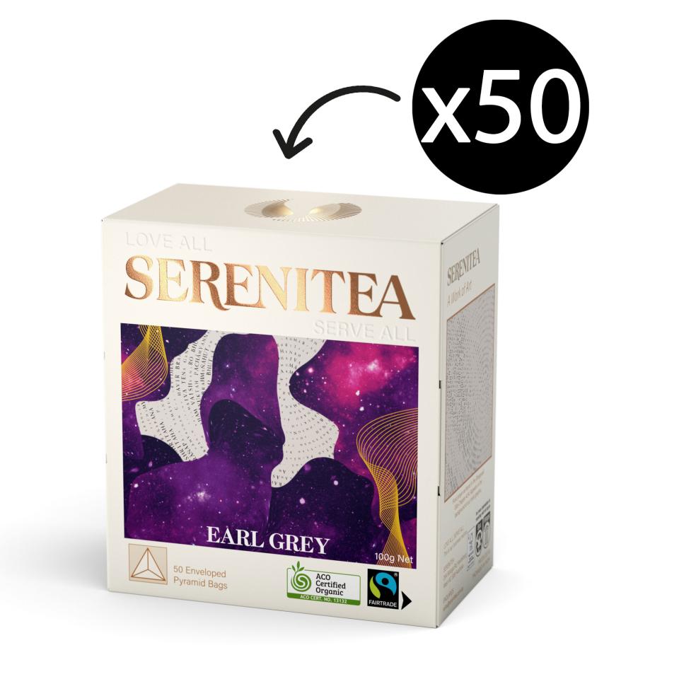 SereniTEA Organic & Fairtrade Earl Grey Enveloped Pyramid Tea Bags Pack 