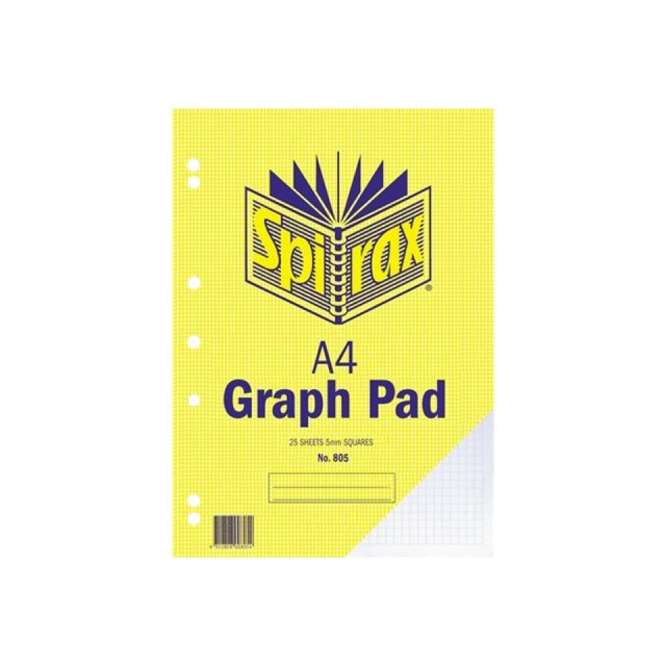 Spirax 805 A4 Graph Pad 5mm Squares 25 Leaf