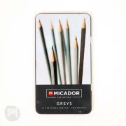 Micador For Artists Greys Sketching Set 12