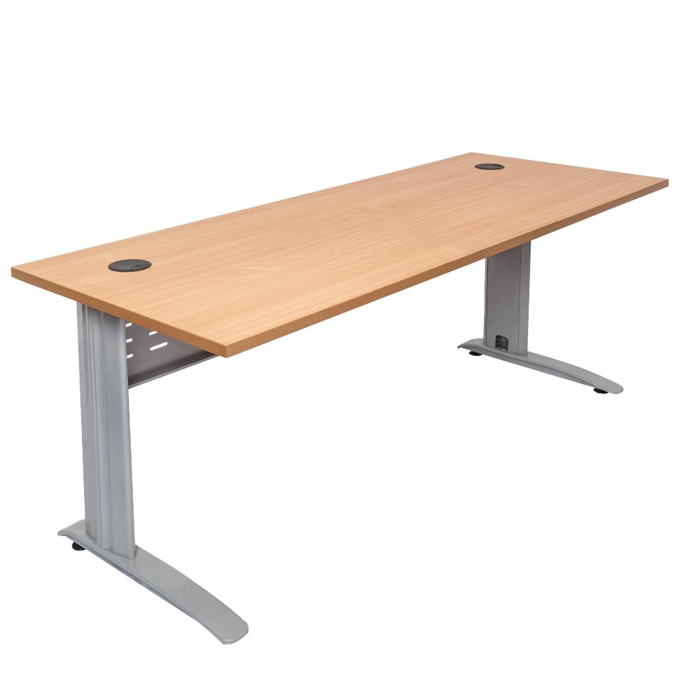 Rapid Line Span Metal Leg Open Desk 730H x 1500W x 700Dmm Beech/Silver