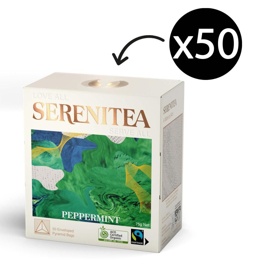 SereniTEA Organic & Fairtrade Peppermint Enveloped Pyramid Tea Bags Pack 50