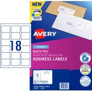 Avery Address Labels with Quick Peel for Laser Printers - 63.5 x 46.6mm - 1800 Labels (L7161)
