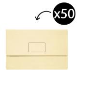 Marbig Slimpick Document Wallet Foolscap Buff Box 50
