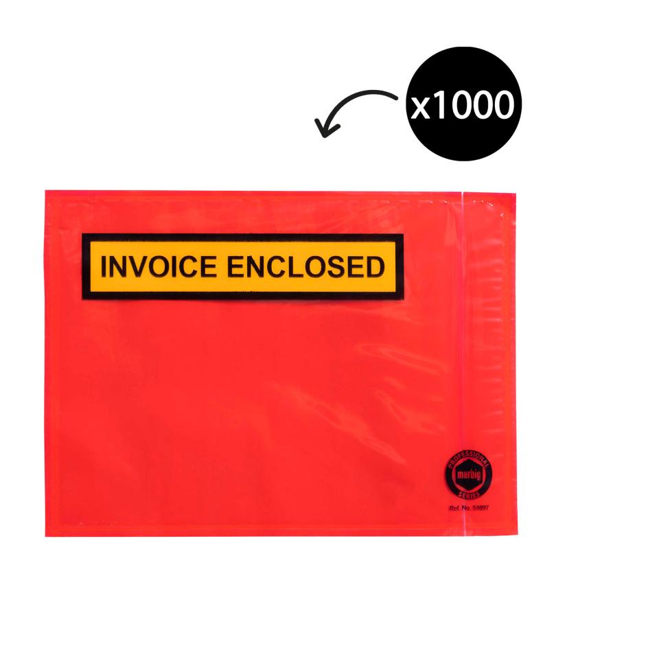 Marbig Professional Invoice Enclosed Self Adhesive Envelope Red A6 175mm X 125mm Box 1000 Image