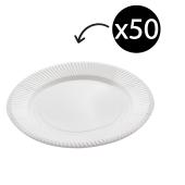 WINC Round Paper Dinner Plate Coated 230mm White Pack 50