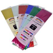 Rainbow Foil Crepe Paper 500mmx1m Assorted Colours Pack 6