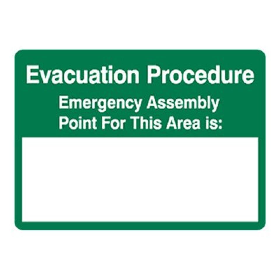 Brady Evacuation Procedure Sign 450mmx300mm