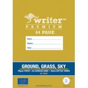 Writer Premium A4 Exercise Book Ground/grass/sky 18mm Dotted Thirds 64 Pages
