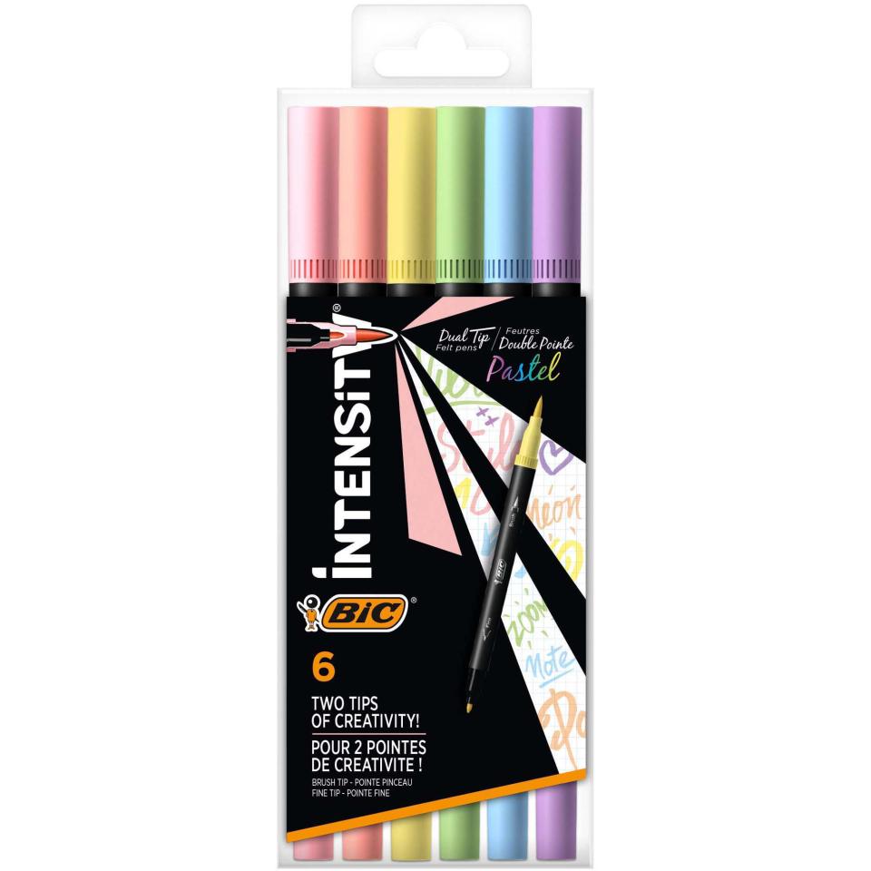 Bic Intensity Dual Tip Felt Pen Pastel Box 6