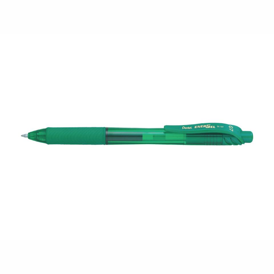 Pentel BL107 EnerGel-X Retractable Gel Pen Fine 0.7mm Green Box 12