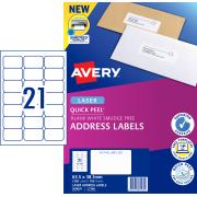 Avery Quick Peel Address Labels with Sure Feed  Laser Print 63.5 x 38.1 mm 2100 Labels 959001 L7160