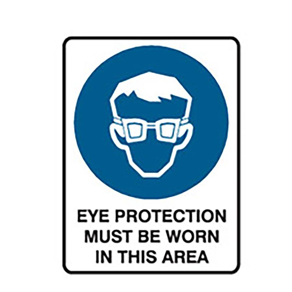 Brady 838555 Eye Protection Must be Worn In This Area Vinyl Self Adhesive Sign 25X18cm Image