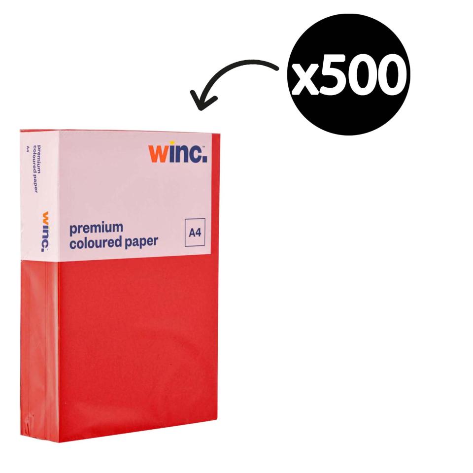 Winc Premium Coloured Copy Paper A4 80gsm Red Ream 500