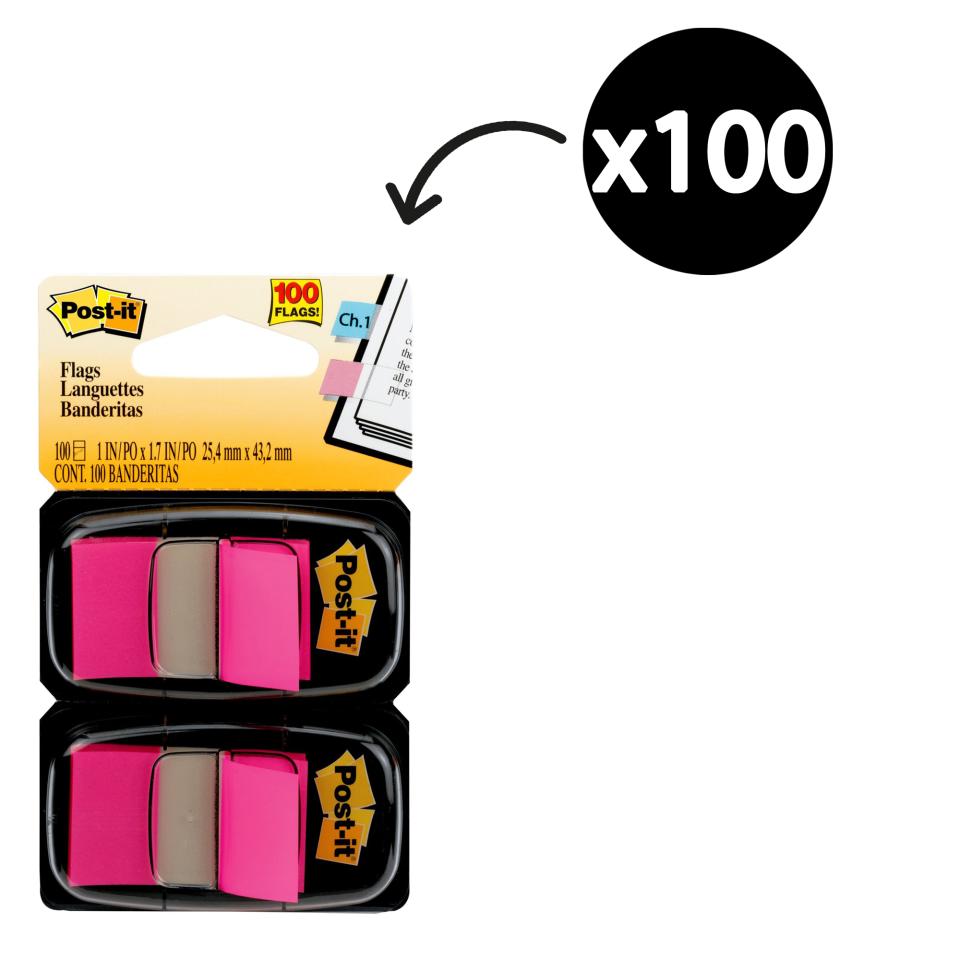 Post-It Flags 25.4 x 43.2mm Bright Pink Pack 2