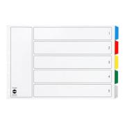 Marbig Dividers Polypropylene Coloured Tab Landscape A3 White 5 Tab