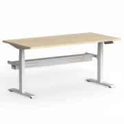 Klass 3c 2m Electric Straight Workstn White Frame W1500mmxd750mm - Smooth New Oak With Scallop