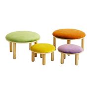 Jooyes Set Of 4 Macaron Coloured Velvet Round Ottoman