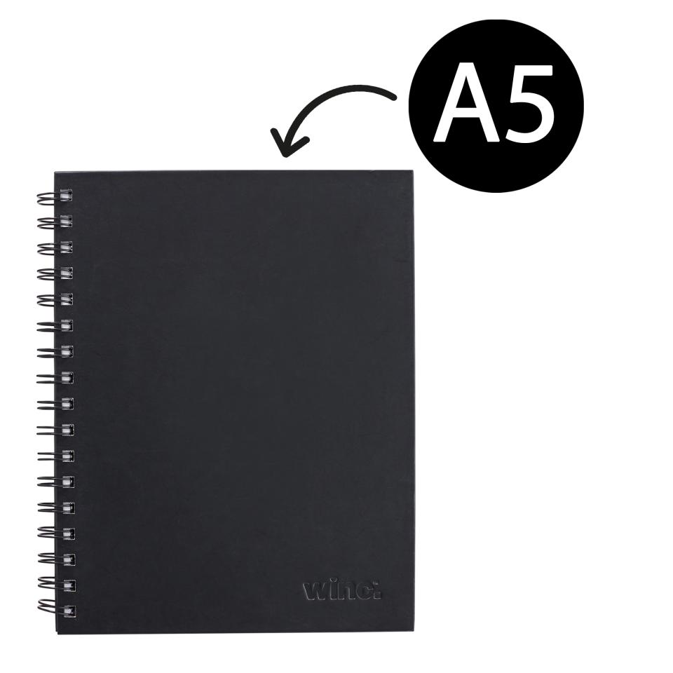 Winc Hardcover Spiral Notebook Ruled 225 x 175mm A5 200 Pages Black | Winc