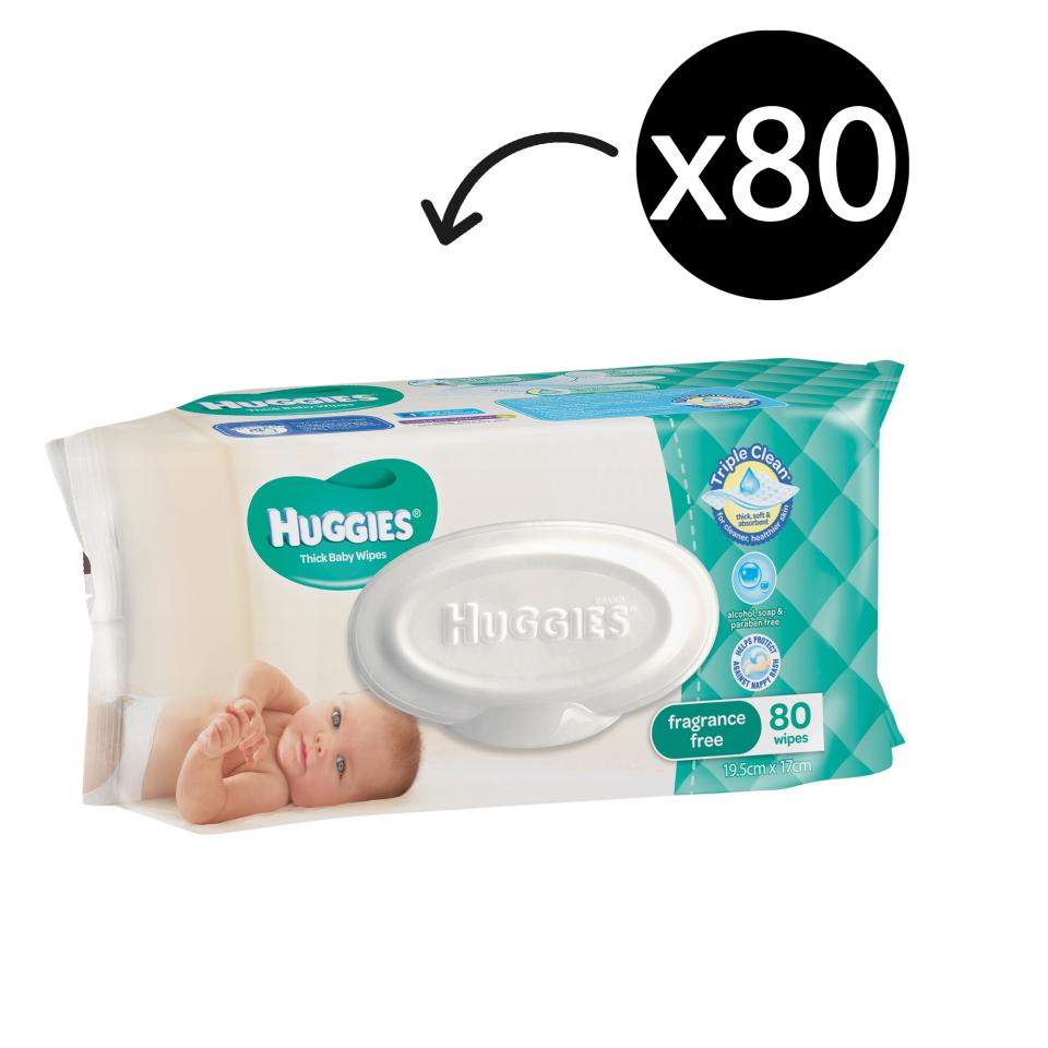 Huggies 24391 Baby Wipe Refill Unscented Pack 80 Winc