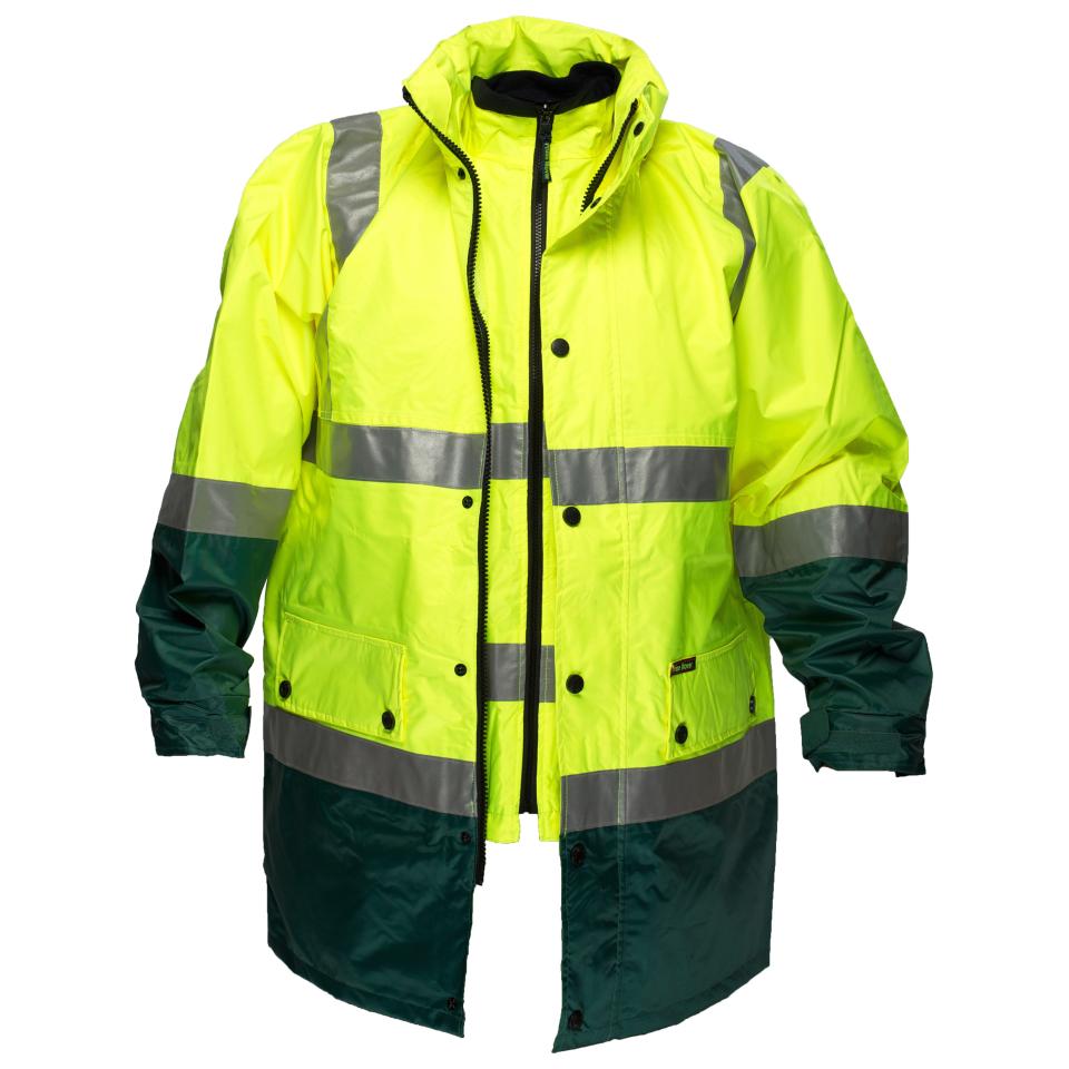 Prime Mover Hv888-1 Wet Weather 4 In 1 Jacket Reflective Taped Yellow/Green XL