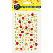 Xmas R.stone Stars Red Grn Gold Sil 1 Sheet