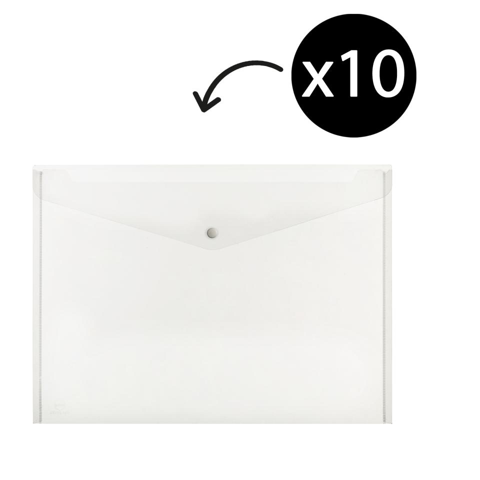 Marbig Envelope Document Holder A3 Button Clear Pack 10
