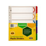 Marbig Dividers A4 Manilla Extra Wide 1-5 Numerical Coloured Tab