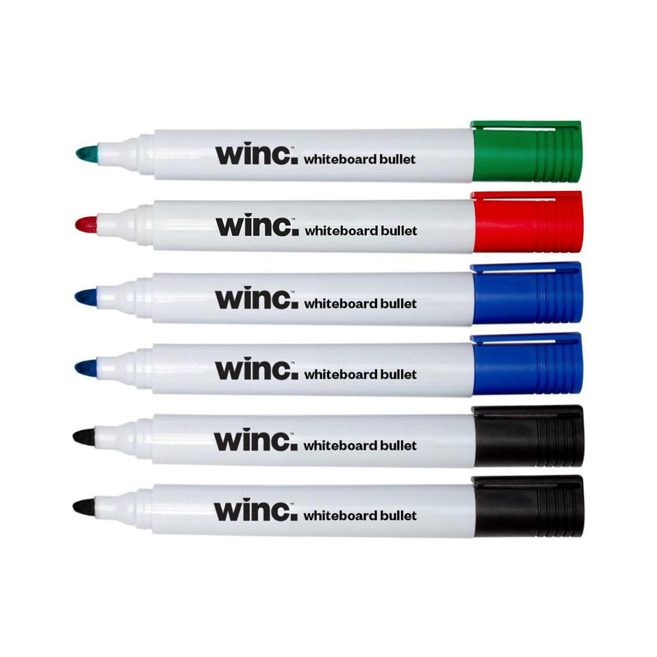 Winc Whiteboard Marker Bullet Tip 1.53.0mm Assorted Set 6 Winc