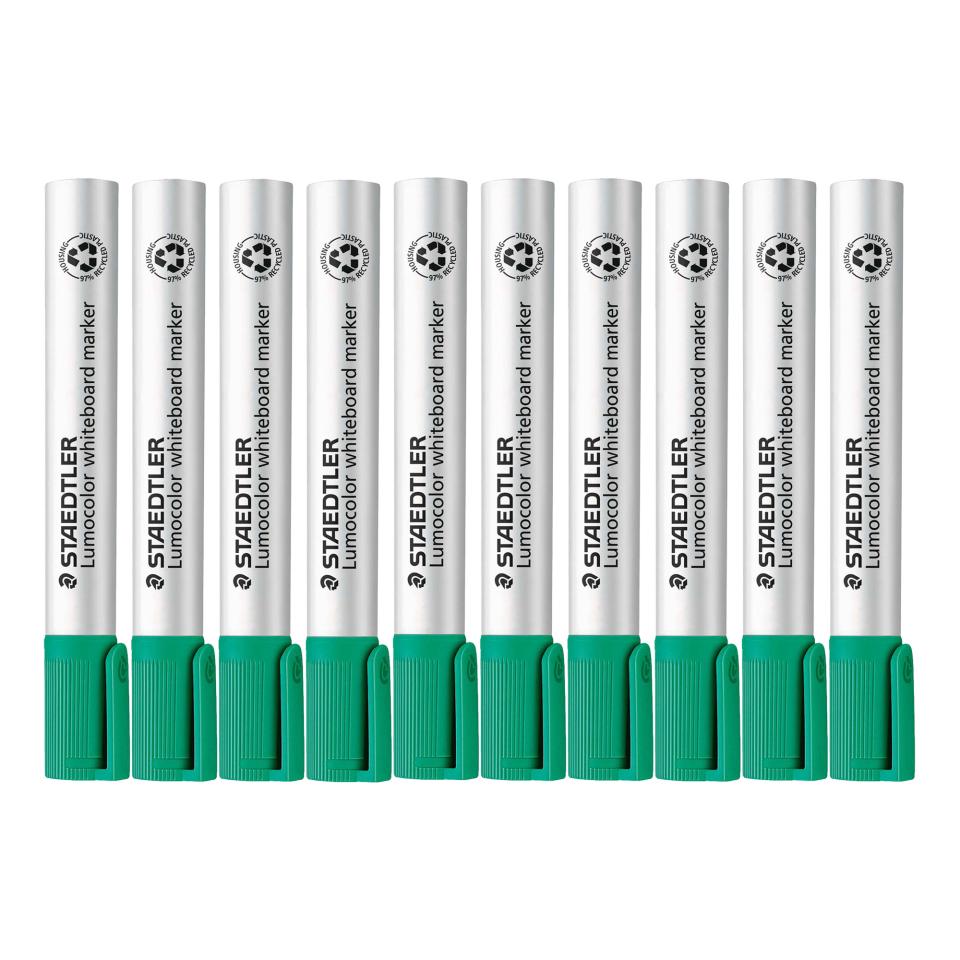 Staedtler Lumocolor Whiteboard Marker Bullet 2.0mm Green Pack 10